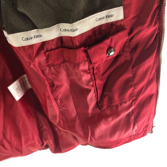 Calvin Klein Womens Down Puffer Jacket Pockets Full Zip Red XL - Picture 7 of 8